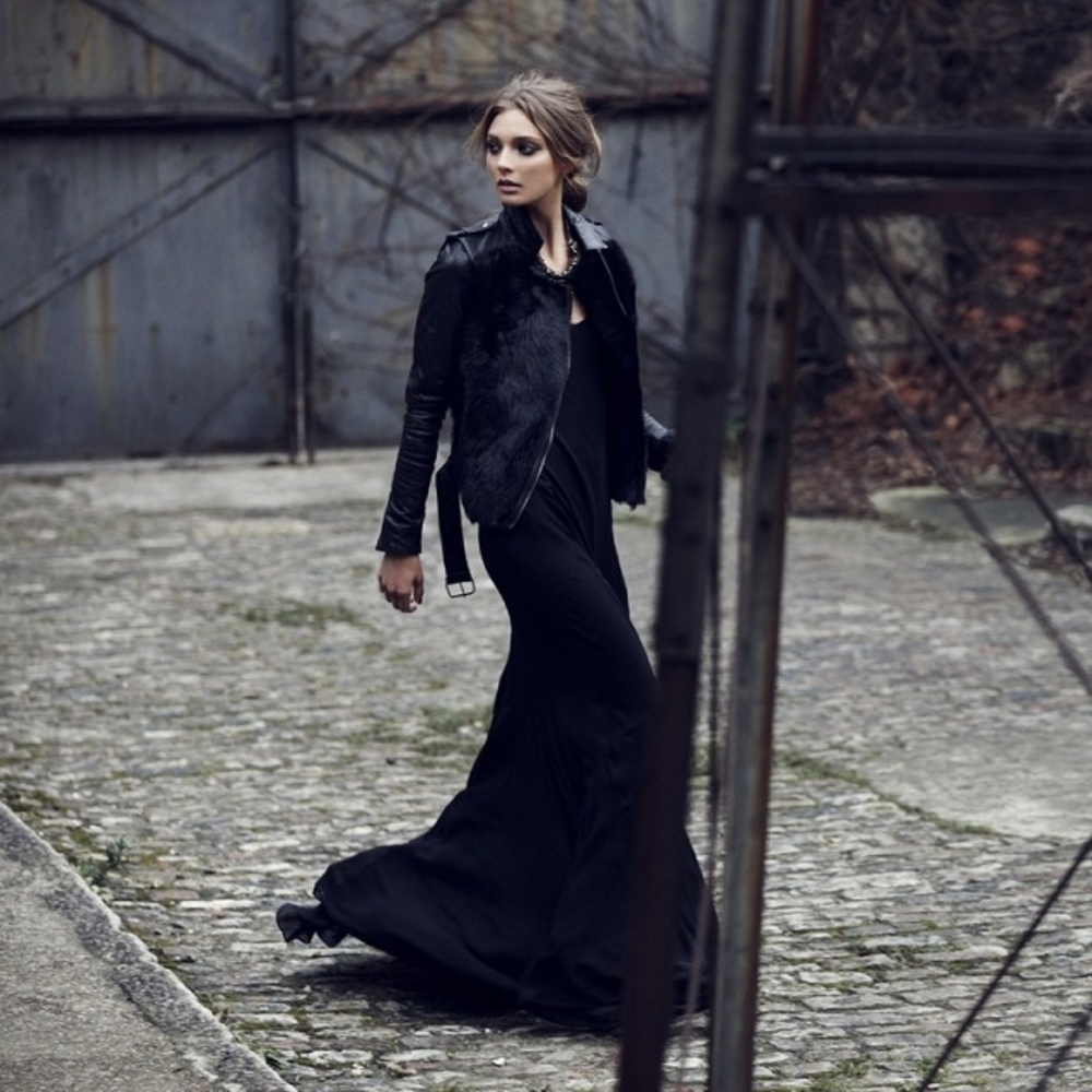 NWOT Stunning Maxi Black Dress with Lace details